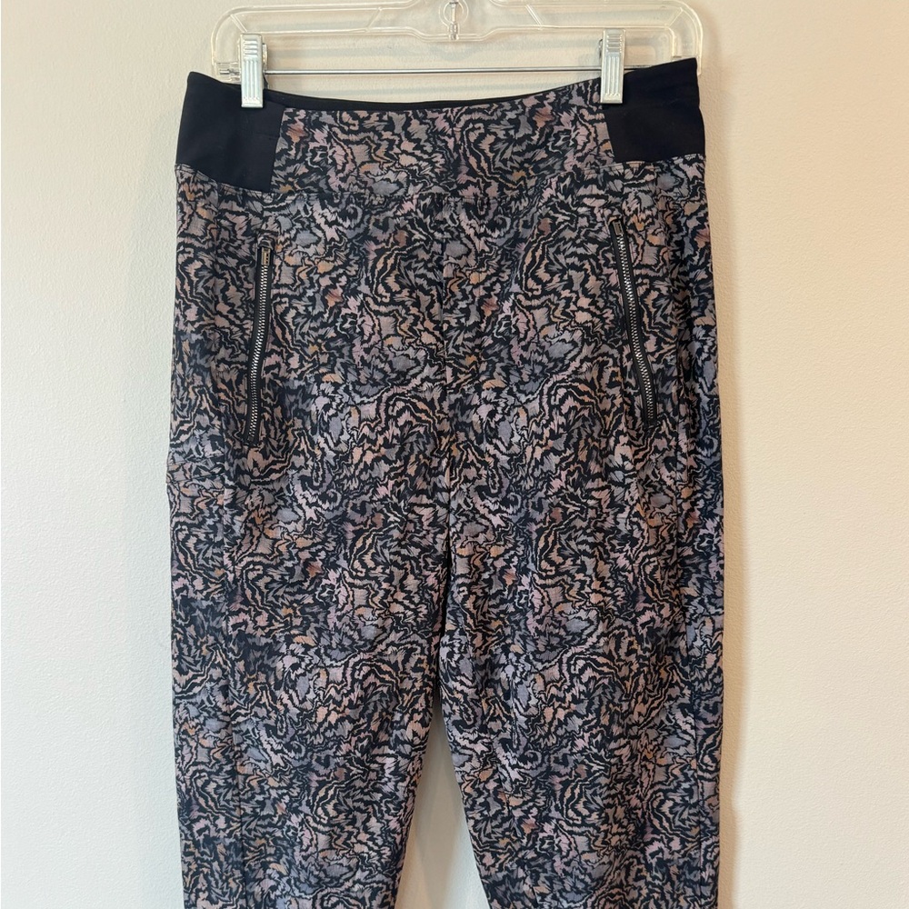 Athleta Women's  Jogger Pants Black Gray Nylon Tapered Drawstring Size 6